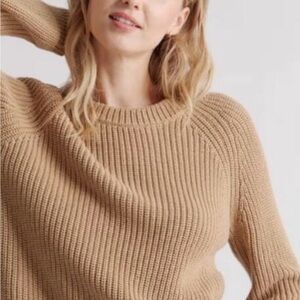 NWT Quince 100% Cotton Fisherman Crew Neck Sweater Camel size M